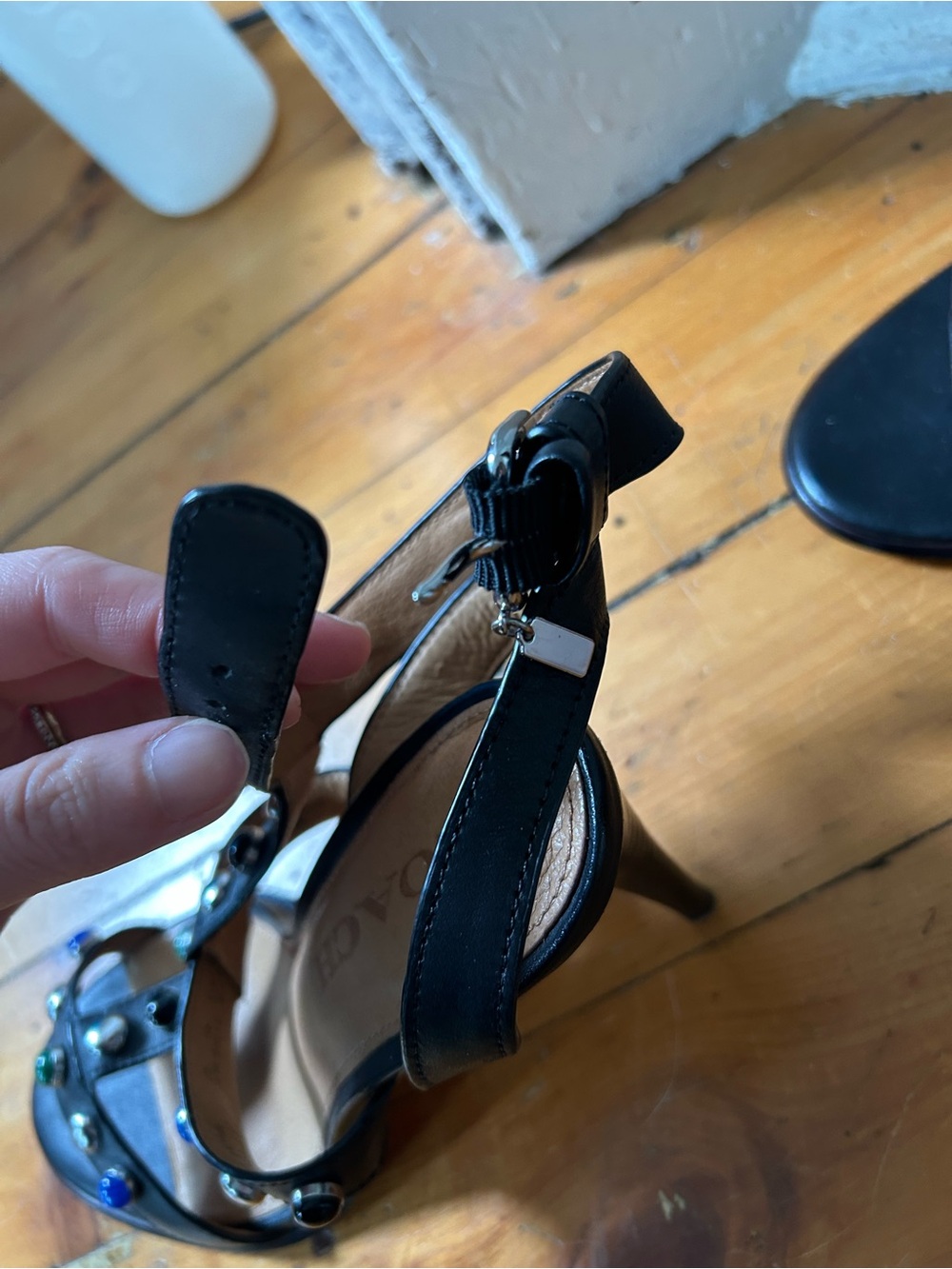 Coach Isabel heels studded leather black 6.5 - Picture 7 of 10